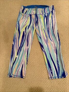 Lilly Pulitzer Multicolor Striped Abstract Capri Pants - Blue, Purple, Teal